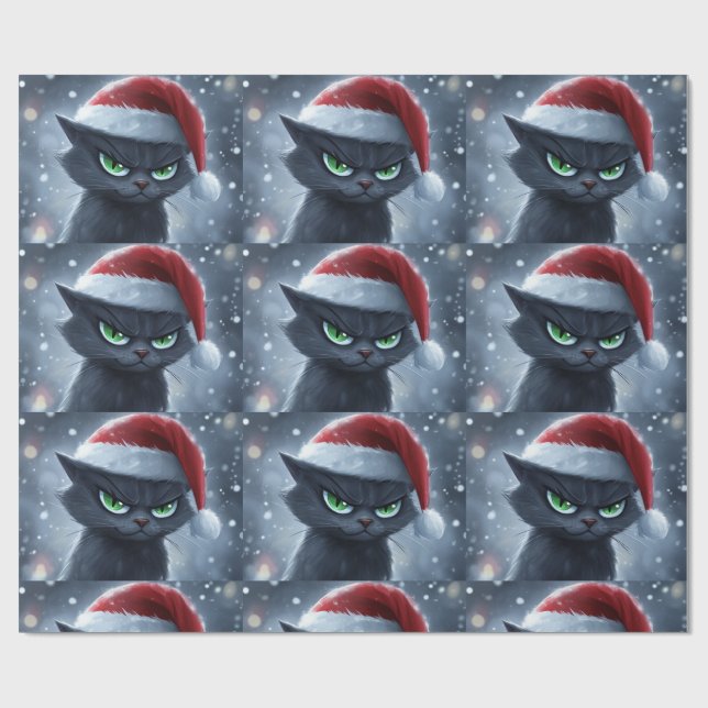 Papel De Presente Gato de Natal Sr. Cara Amarrada (Aberto)