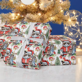 Papel De Presente Gato de Papais noeis de Golfe com pano de fundo de