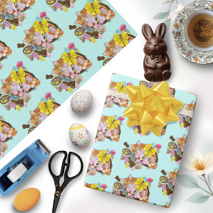 Papel De Presente Gato de Páscoa de Laranja