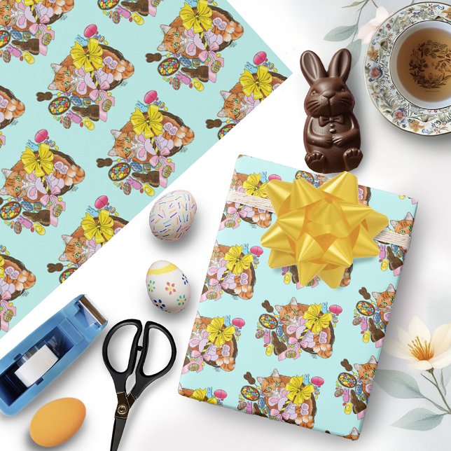 Papel De Presente Gato de Páscoa de Laranja (Criador carregado)