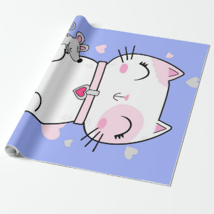 Papel De Presente Gato E Rato Melhores Amigos, Gato De Gatinho Engra