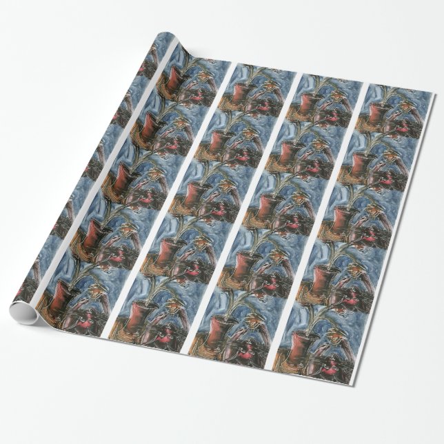 Papel De Presente Gato e vaso de flores I (Desenrolado)