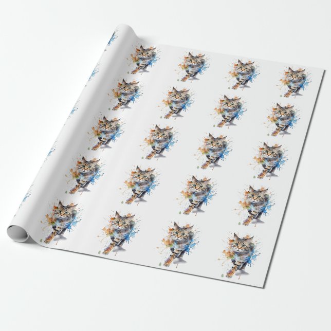 Papel De Presente Gato en movimiento: belleza y gracia (Desenrolado)