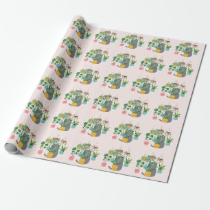 Papel De Presente Gato Entre Plantas Engraçado