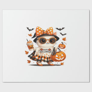 Papel De Presente Gato fofo de Halloween � Kawaii Witch Kitty com ab
