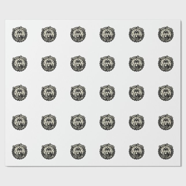 Papel De Presente Gato Fofo Doce Gráfico de Gato Engraçado - Doce Do (Aberto)