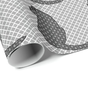 Papel De Presente Gato japonês - impressão preto e branco do quimo