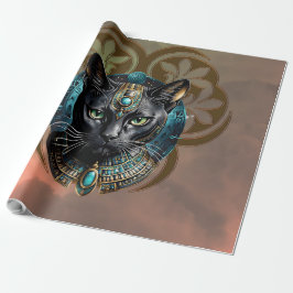 Papel De Presente Gato místico do Egito, preto como a noite,