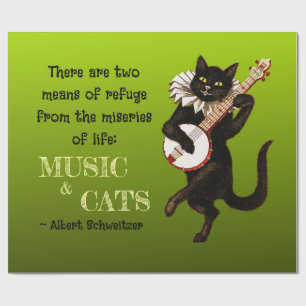 Papel De Presente Gato Musical Fofo Dois Meios de Refúgio Schweitzer