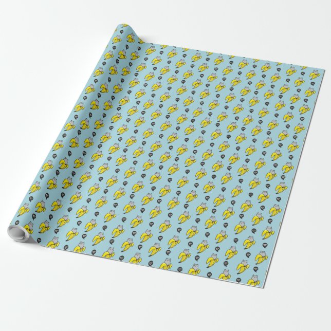 Papel De Presente Gato na banana (Desenrolado)