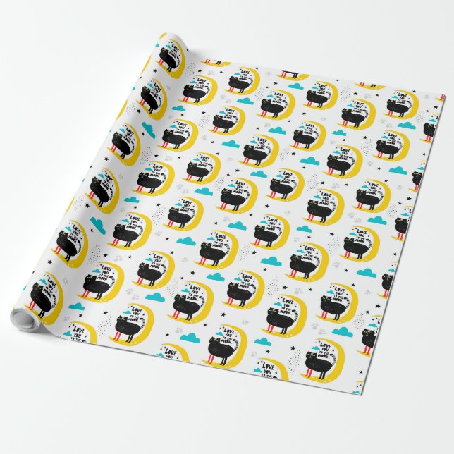 Papel De Presente Gato na lua (Desenrolado)