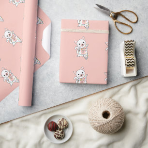 Papel De Presente Gato Natal Neve Animais de inverno Gatos Molhando