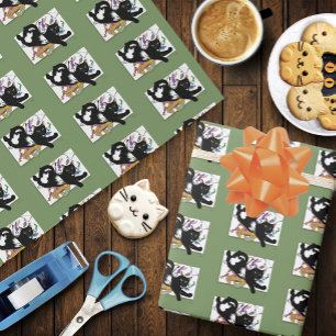 Papel De Presente Gato Negro do Artista