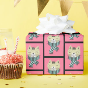 Papel De Presente gato no lenço do inverno