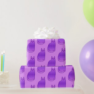Papel De Presente Gato, Orquídea e Roxo modernos do século médio