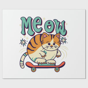 Papel De Presente Gato Patinando Meow