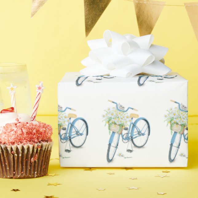 Papel De Presente gato persa branco no cesto da bicicleta (Festa de aniversário)