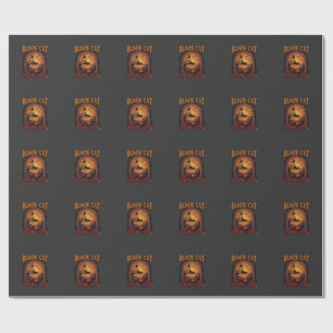 Papel De Presente Gato Preto Amor Especial Halloween Lua Bruxa Abóbo