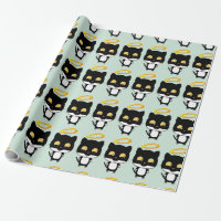 Gato Preto Com Um Desenho De Cartoon De Halo Ouro