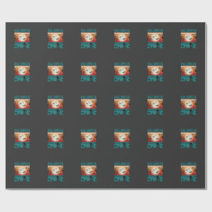 Papel De Presente Gato Preto De Halloween Lua Cemitério Retro Vetor