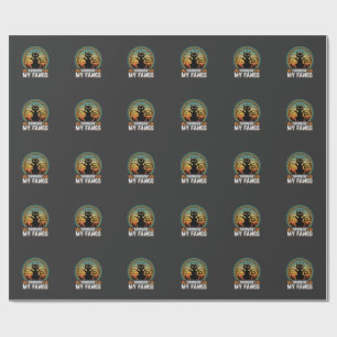 Papel De Presente Gato Preto de Halloween Rosnando Meus Dentes Desig