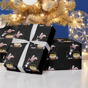 Papel De Presente Gato Preto de Páscoa Esmaltação Coelho Orelhas de 