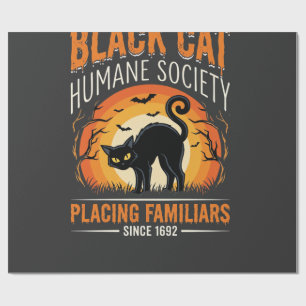 Papel De Presente Gato Preto Dia das Bruxas Sociedade Humanitária Gr