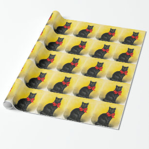 Papel De Presente Gato preto do vintage