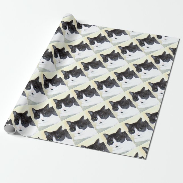Papel De Presente Gato Preto e Branco (Desenrolado)