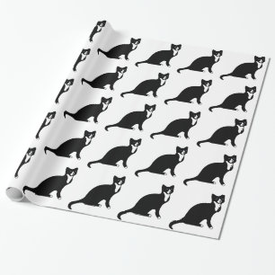 Papel De Presente Gato preto e branco bonito do sapato de neve