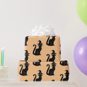 Papel De Presente Gato Preto, Gato Negro, Castanhos De Halloween Lar