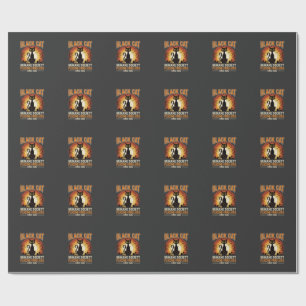 Papel De Presente Gato Preto Halloween Familiar Antigo Cemitério Des