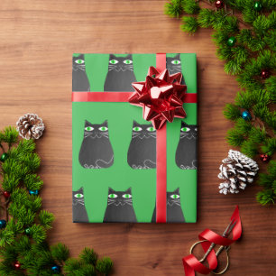 Papel De Presente Gato Preto Natal
