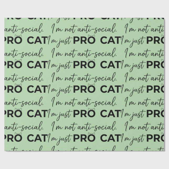 Papel De Presente Gato Pro Engraçado Anti-Social Introvertido  (Aberto)