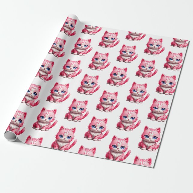 Papel De Presente Gato Rosa (Desenrolado)
