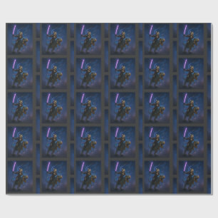 Papel De Presente Gato Samurai Galáctico no T Rex