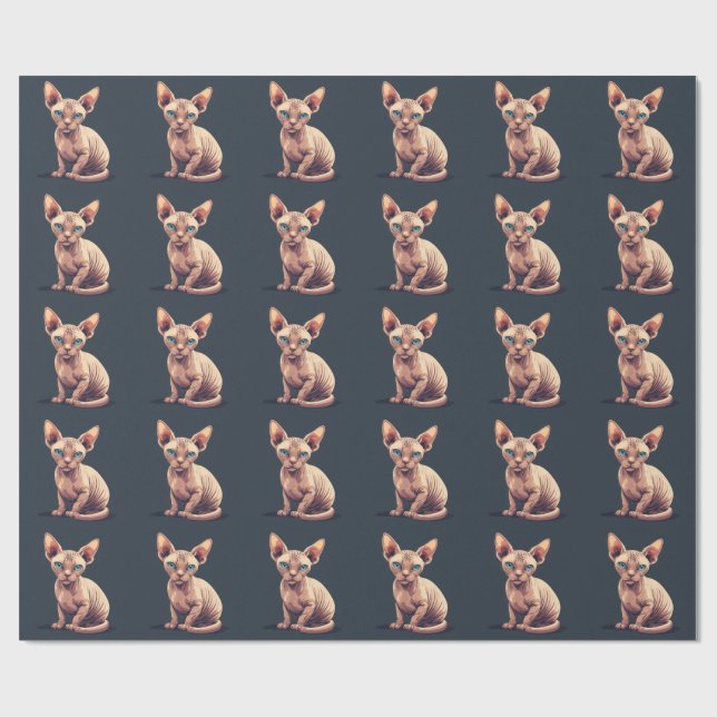 Papel De Presente Gato sem pelo sphynx Natal  (Aberto)