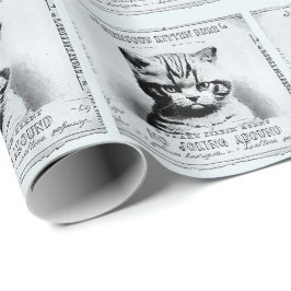 Papel De Presente Gato sério, jornal antigo personalizado