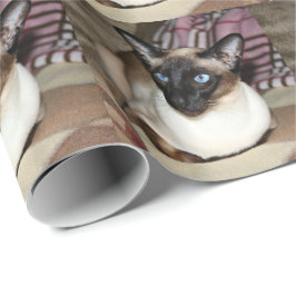 Papel De Presente Gato Siamese que relaxa no sofá
