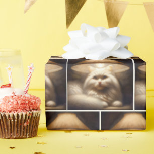 Papel De Presente Gato sob uma pintura de abajur