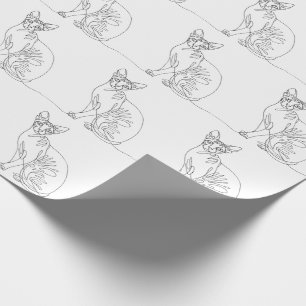 Papel De Presente Gato Sphynx Desenhado à Mão - Arte de Linha Minima
