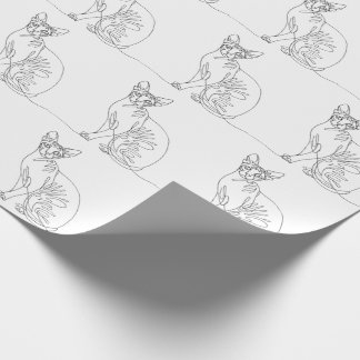 Papel De Presente Gato Sphynx Desenhado à Mão - Arte de Linha Minima