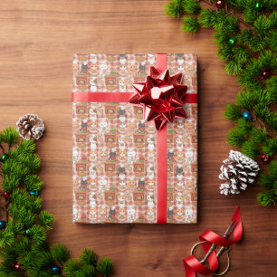 Papel De Presente Gatos Adoráveis de Chapéu de Chef de Natal Felino