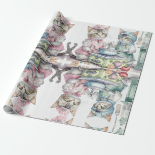 Papel De Presente Gatos adoráveis na cozinha