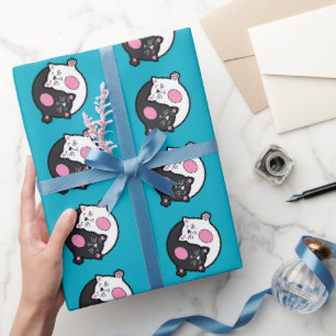 Papel De Presente Gatos Adormecidos Yin Yang em Preto e Branco 