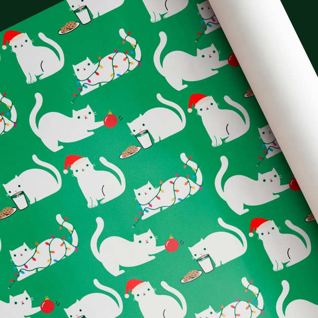 Papel De Presente Gatos Brancos Fofos e Bobos de Natal  (Criador carregado)