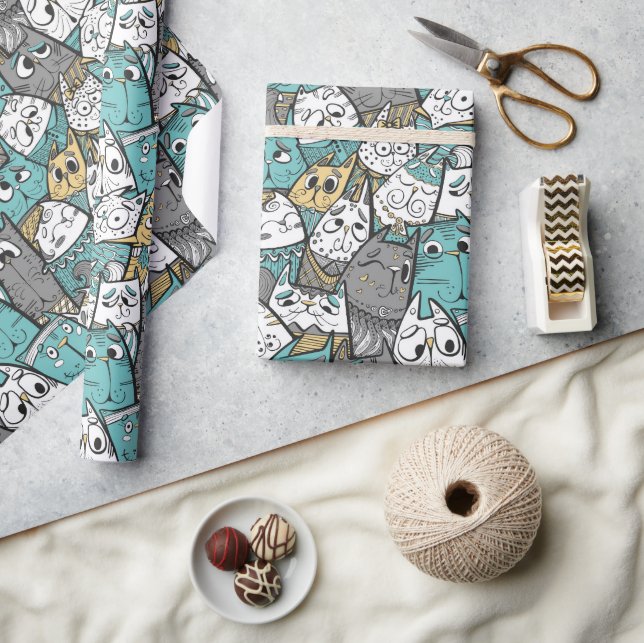 Papel De Presente Gatos Brincadinhos (Artesanato)