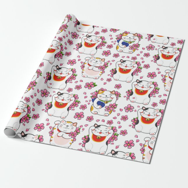 Papel De Presente Gatos chineses Maneki-neko (Desenrolado)
