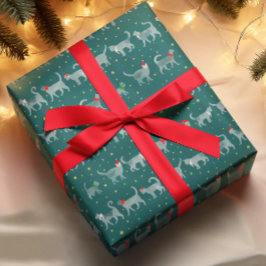 Papel De Presente Gatos de Cana-de-Céu-Gordo em Santa Chapéu
