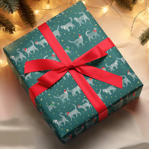 Papel De Presente Gatos de Cana-de-Céu-Gordo em Santa Chapéu